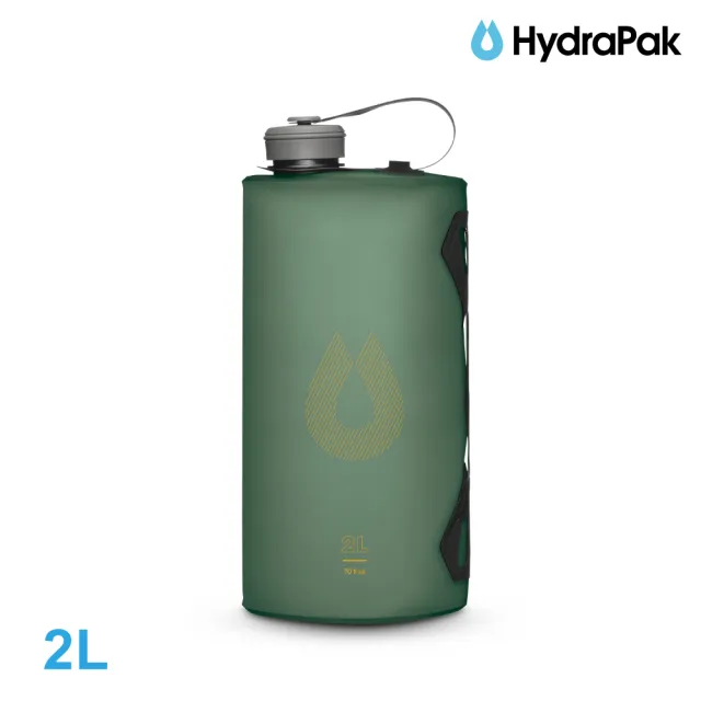 【HydraPak】Seeker摺疊儲水袋A822｜海松綠 2L (附提把 摺疊收納)