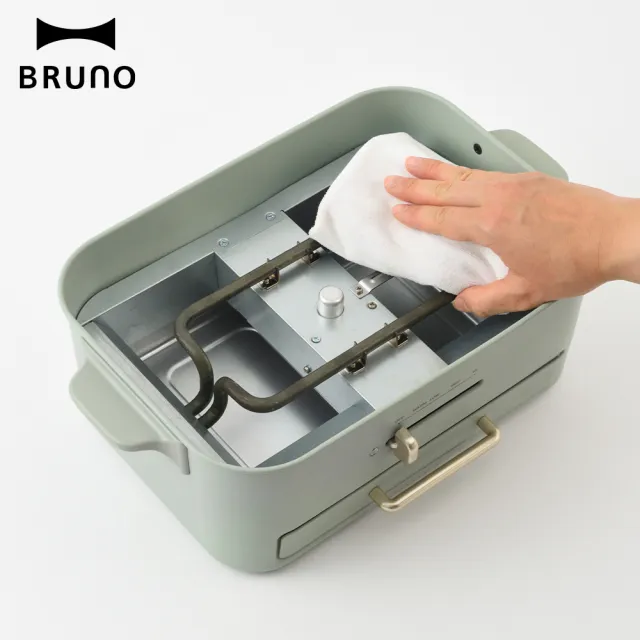 【BRUNO】日本BRUNO多功能無煙電烤盤BOE109開心果綠(易清潔好收納/滴油盤 減菸烤盤好健康/平面&章魚燒烤盤)