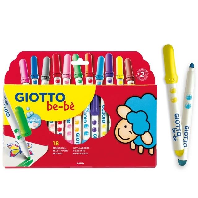 【GIOTTO】可洗式寶寶彩色筆18色｜不縮頭彩色筆 繪畫筆 水洗彩色筆 幼兒彩色筆 兒童彩色筆