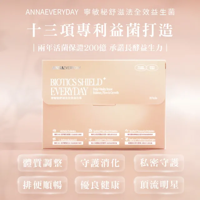 【ANNAEVERYDAY】寧敏秘舒滋法全效益生菌1盒-30入/盒(體質調整、守護消化、排便順暢、私密保護、頂流明星)