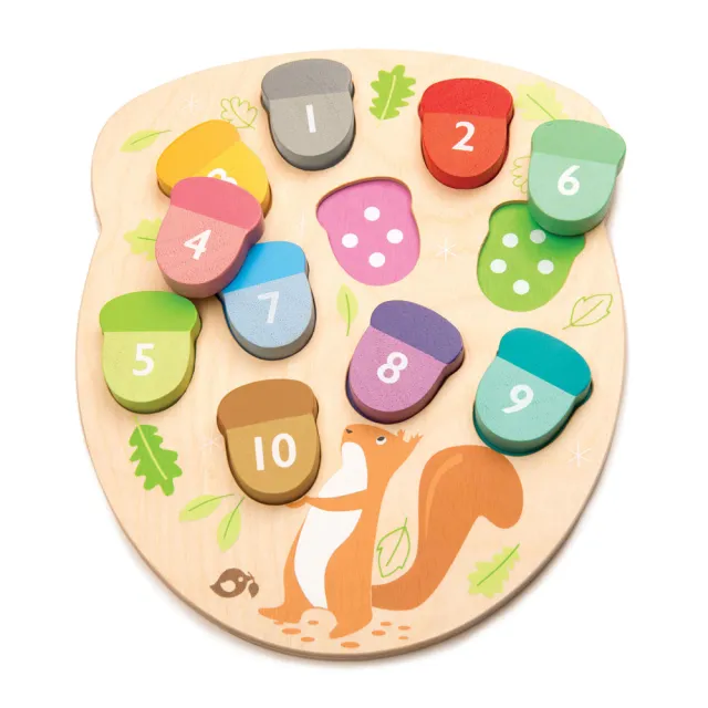 【Tender Leaf Toys】數字橡果益智拼圖(左右腦啟蒙學習教具)