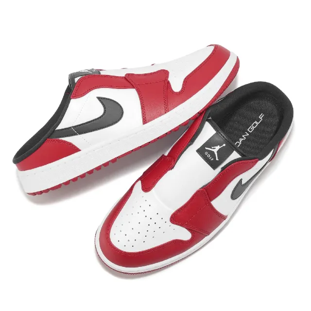 【NIKE 耐吉】懶人鞋 Air Jordan 1 Mule Golf 男鞋 女鞋 白 紅 黑 休閒鞋 穆勒鞋(FJ1214-101)