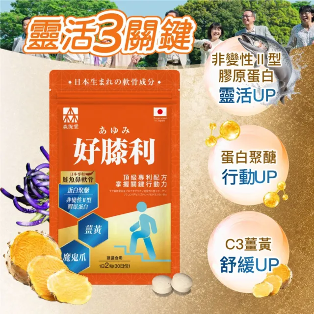 【美康櫻森】好膝利膠原軟骨素 1包共60粒(非變性二型膠原蛋白/蛋白聚醣/薑黃/維生素D3/北海道鮭魚鼻軟骨)