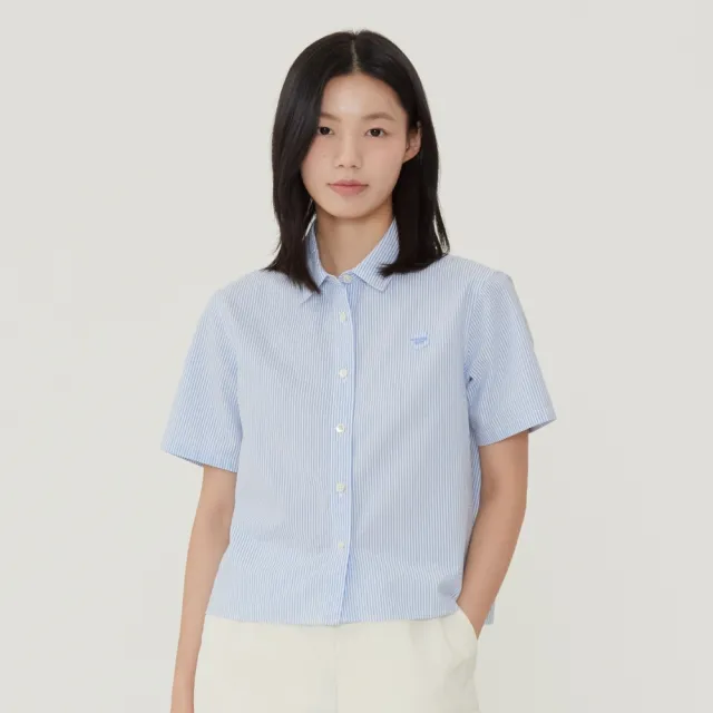 【COVERNAT】官方旗艦館 女款立體褶皺短袖襯衫(WMS襯衫 YOON JI同款 天藍色)
