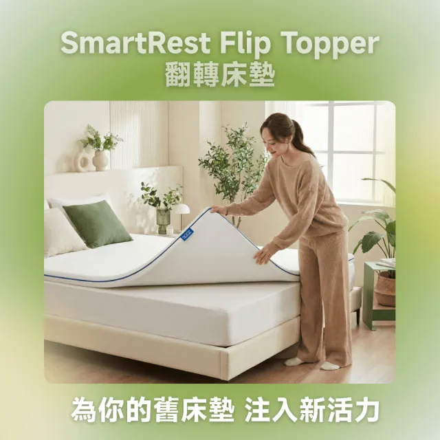 【Lunio】Nooz SmartRest 翻轉薄墊標準雙人5尺(雙面翻轉軟硬任選 改善舊床墊舒適度)