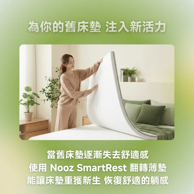【Lunio】Nooz SmartRest 翻轉薄墊標準單人3尺(雙面翻轉軟硬任選 改善舊床墊舒適度)