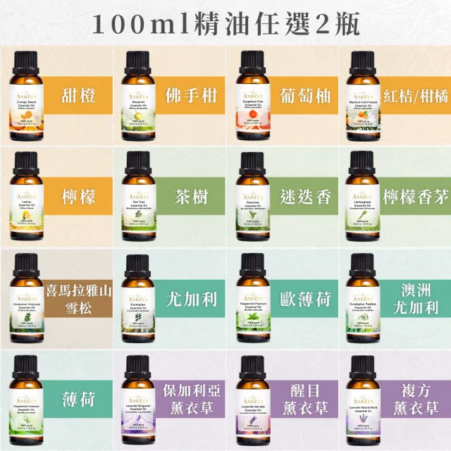 【ANDZEN】安得仁 澳洲精油100ml任選2瓶-買大送小超值組+分裝瓶/漏斗(單方/複方/居家香氛/室內擴香/香薰)