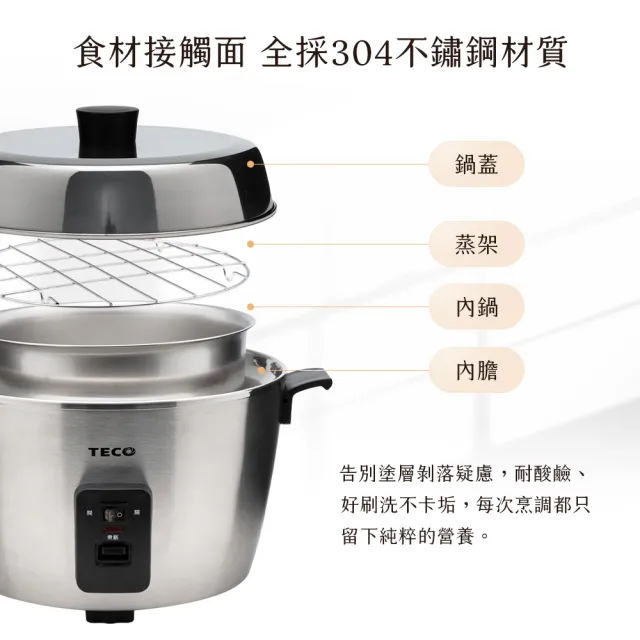 【TECO 東元】10人份304不鏽鋼電鍋 XYFYC1110