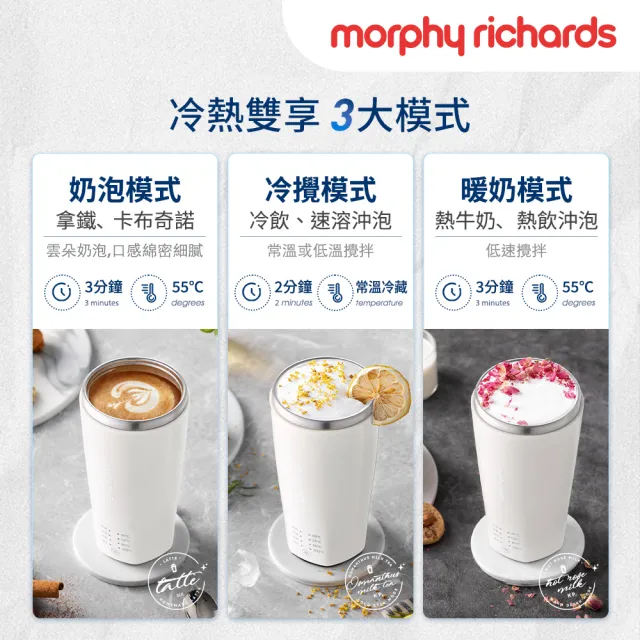 【morphy richards】英國摩飛輕盈奶泡燒水杯MTG1002W(能打冷／熱奶泡的燒水杯)