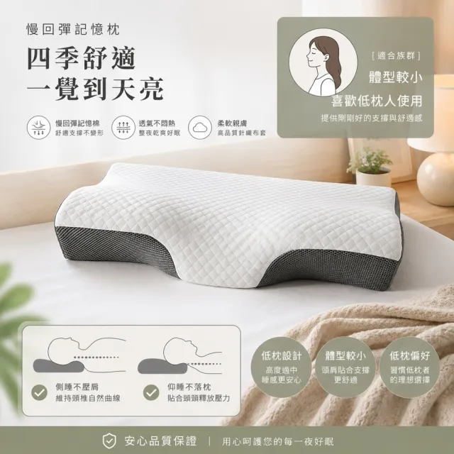 【HONDONI】人體工學4D蝶型止鼾護頸低眠枕頭(沉靜灰Z1-EY)品牌8周年慶