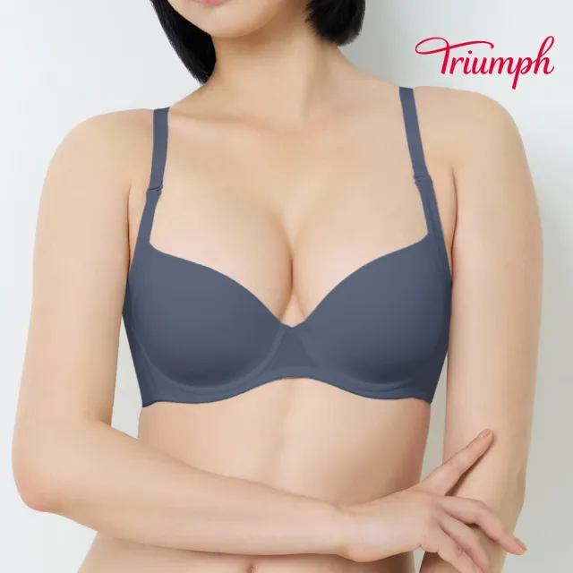 【Triumph 黛安芬】自在零著感系列 基本款 無痕透氣罩杯內衣 B-E(靛霧藍)