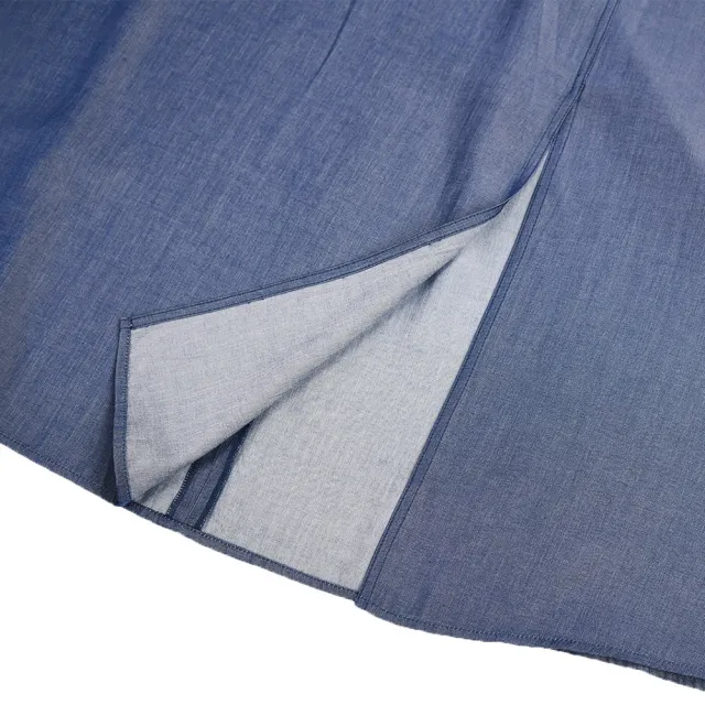 【OUWEY 歐薇】微甜光澤感荷葉造型五分袖洋裝(藍色；S-L；3223028723)