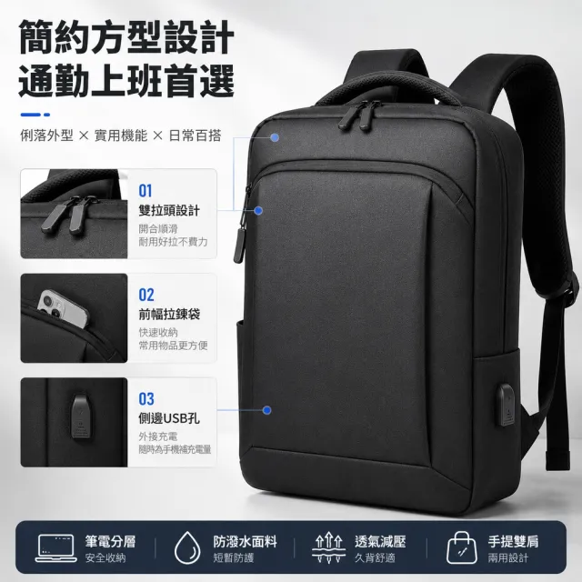 【希賽德】輕量休閒後背包 防水後背包 多功能通勤背包 運動背包 男 女 電腦後背包 後背公事包(防盜後背包)