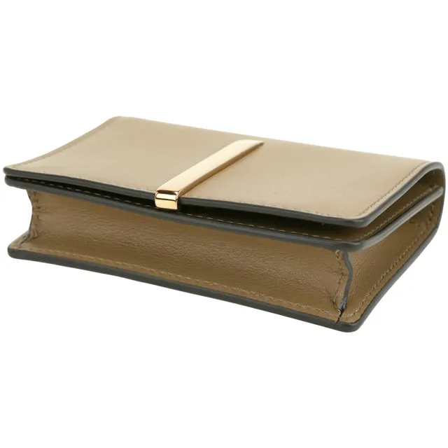 【TOD’S】TODS Barretta 小金條壓紋牛皮橄欖綠釦式萬用夾 卡片夾(11x7.5CM)(義大利手工皮革)