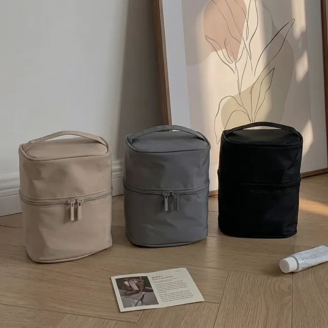 【zozo】任選2件 無腦收納圓筒化妝包(大容量萬用保養品收納袋/手提便攜洗漱包/韓系極簡)