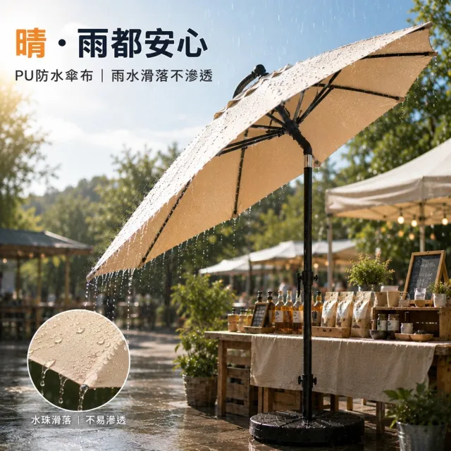 【DaoDi】戶外遮陽傘 防雨可轉向 手搖傘 套裝組9尺8骨(擺攤傘 太陽傘 野餐傘 庭院傘 海灘傘 休閒傘)