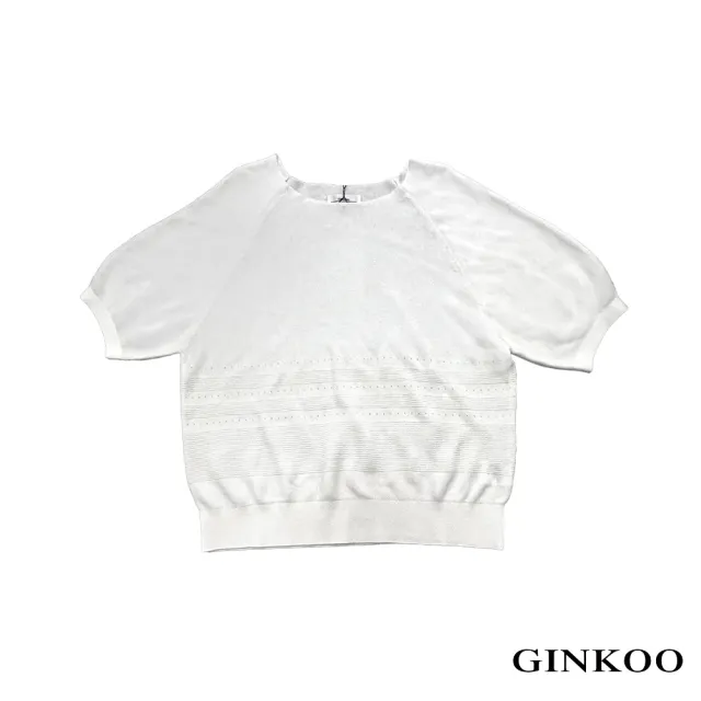【GINKOO 俊克】條紋組織圓領針織上衣