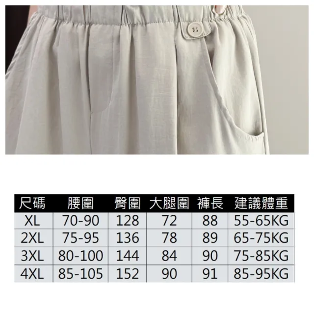 【ASister 小姊姊】AS2597#女裝｜休閒褲☆中大尺碼Plus+花苞鬆緊腰帶冰氧8分褲(5色 XL-4XL_3030)