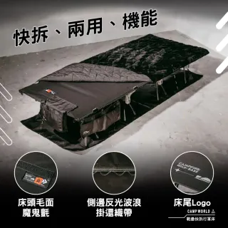 【CAMPFIRE】戰壘快拆行軍床 行軍床 單人床 露營床 高低兩用 2.1公尺 冷暖兩用床墊 機能保潔地墊 逐露天下