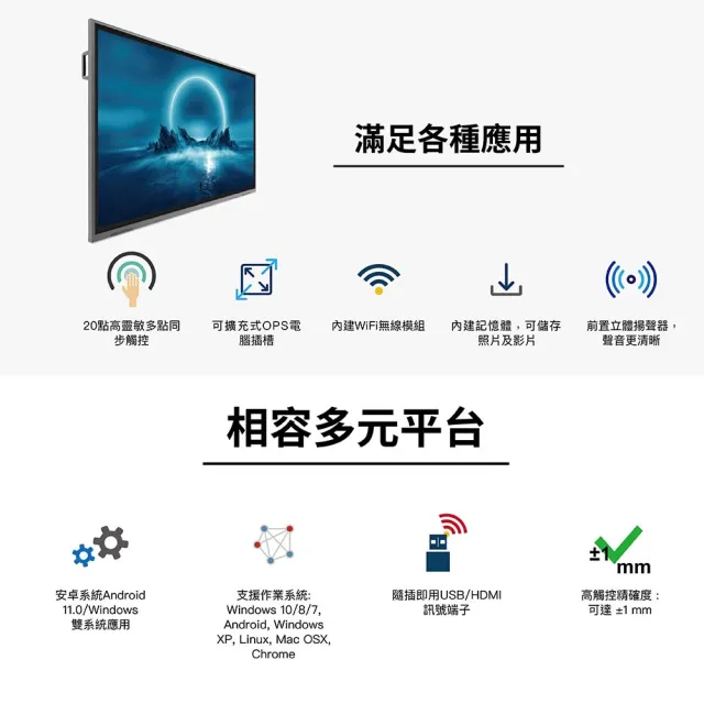 【SHARP 夏普】75吋 4K觸控式液晶顯示器電子白板/商用顯示器(PN-SC751TE02-A)