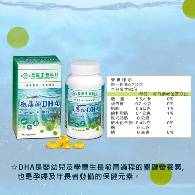【長庚生技】微藻油DHA軟膠囊(90粒/瓶)