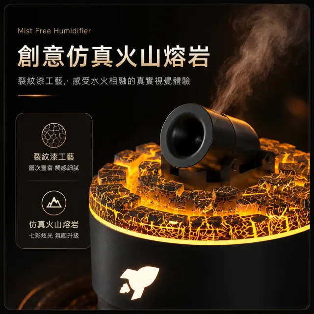 【Bravomart】炮臺造型七彩香氛加濕香薰機 加贈香氛精油10ML