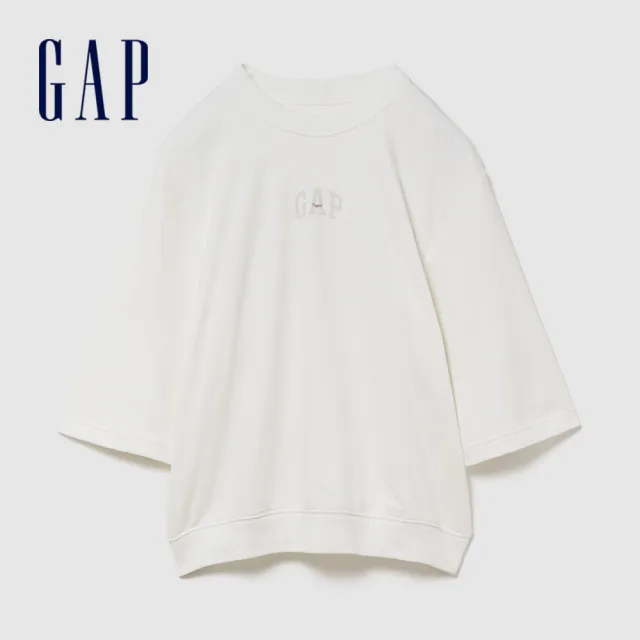【GAP】男裝 寬版Gap LOGO法式毛圈布七分袖T恤-多色可選(894498)
