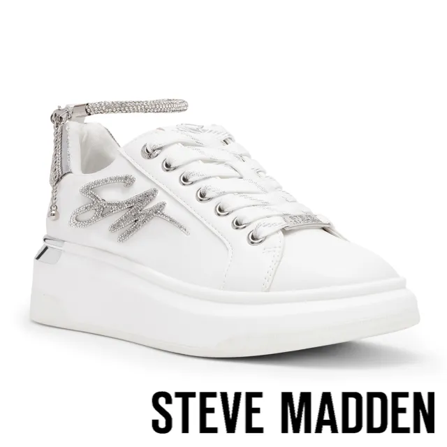【steve madden】閃鑽水鑽繞踝厚底休閒鞋GAYLAXIE(白色)