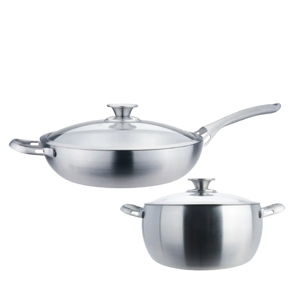 【CHEF 掌廚】316不鏽鋼 七層複合金雙鍋組(平底鍋30cm+湯鍋24cm)