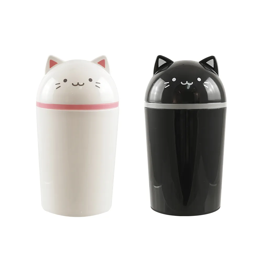 【GOOD LIFE 品好生活】桌上型貓咪掀蓋垃圾桶（400ml）