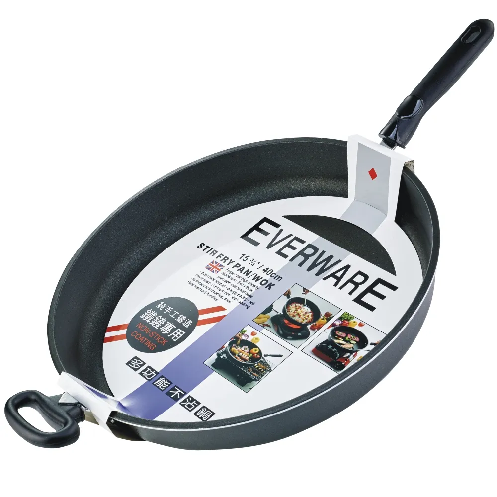 【EVERWARE】手工鑄造 鐵鏟專用不沾平底鍋 40CM(單把)