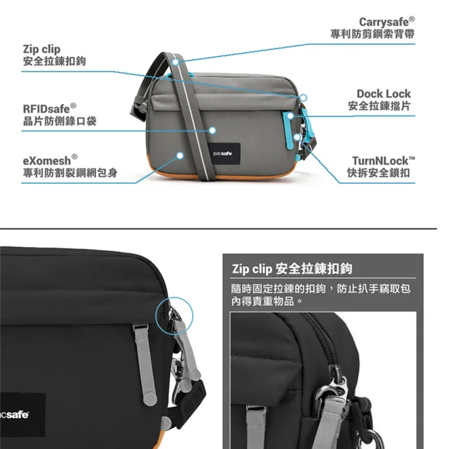 【Pacsafe】GO Crossbody 隨行防盜側背包 2.5L(斜背包 女包 可收7吋平板)