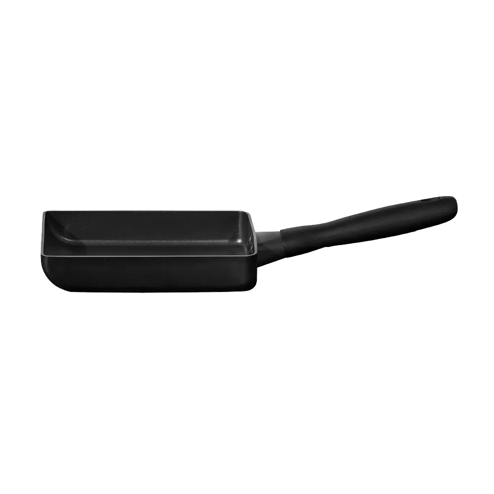 【MEYER 美亞】全黑陽極陶瓷 玉子燒鍋18cm 不沾鍋 鎧甲系列 (IH/電磁爐/洗碗機適用)