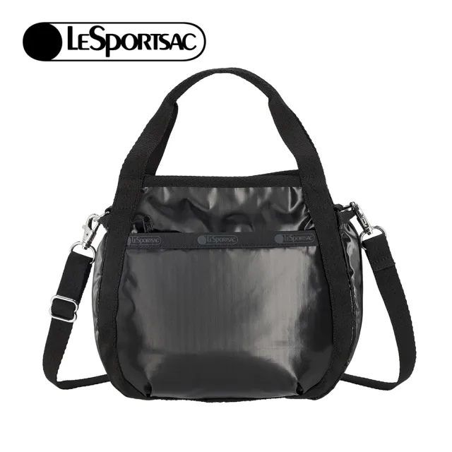 【Lesportsac】Small Jenni Crossbody 斜背手提水桶包 兩用包 側背包 送禮 禮物 女包(亮面黑)