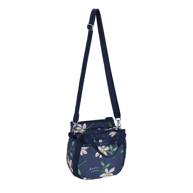 【Lesportsac】Small Jenni Crossbody 斜背手提水桶包 兩用包 側背包 送禮 禮物 女包(海軍藍花卉黑)