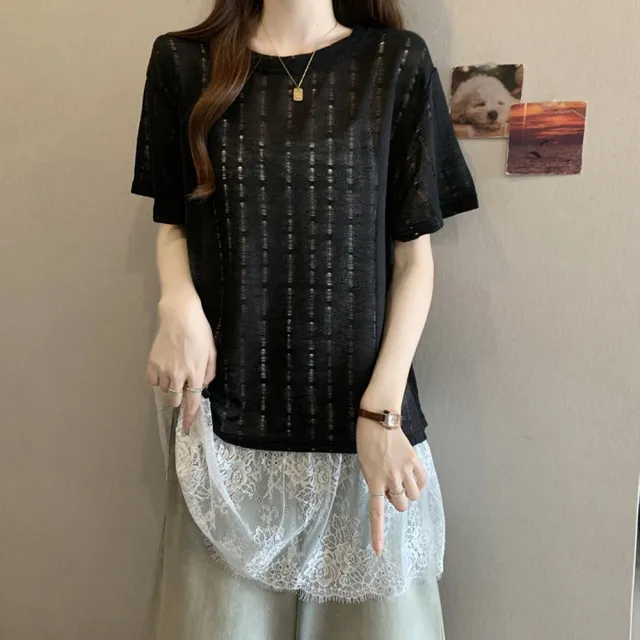 【ALLK 歐楷】新品上架  新款寬鬆蕾絲吊帶背心顯瘦兩件式上衣 2色 尺寸L-XXL/中大尺碼/涼爽/透氣