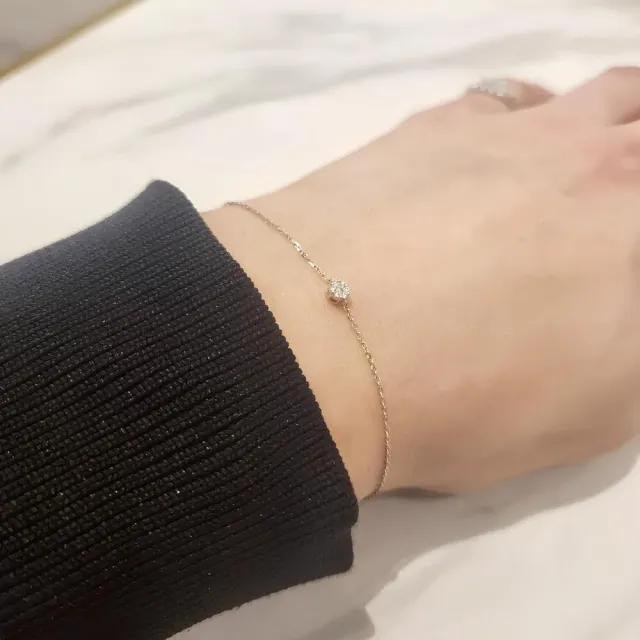 【me.luxe】K18拼花5分鑽石手鍊《日本時尚輕珠寶》K金/生日/情人節/送禮/交換禮物首選