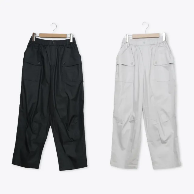 【MOSS CLUB】涼感紗仿牛仔工裝褲 黑 灰