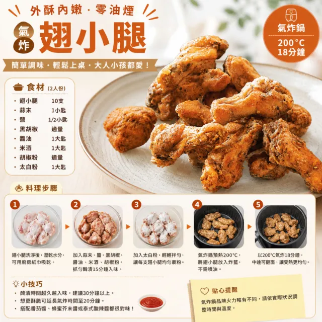 【約克街肉舖】台灣國產鮮嫩翅小腿8包(600g±10%/包)