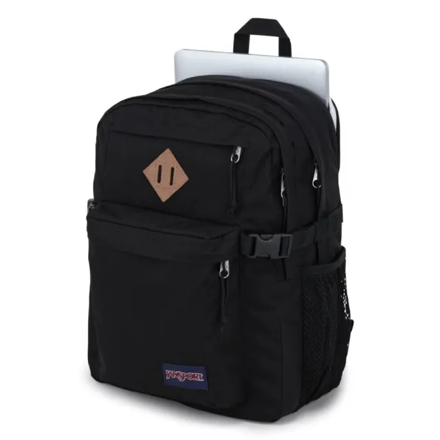 【JANSPORT】雙11 Main Campus 後背包 多收納隔層 S型肩帶 減輕壓力 經典黑(JS0A4QUL008)