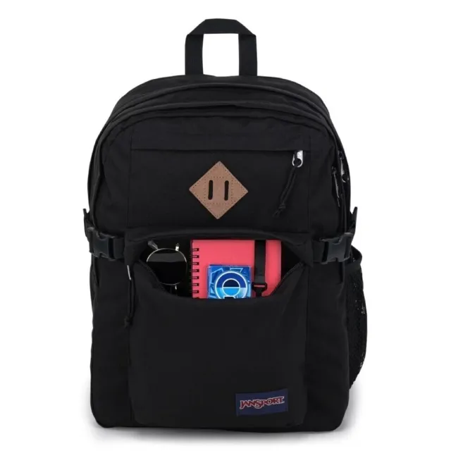 【JANSPORT】雙11 Main Campus 後背包 多收納隔層 S型肩帶 減輕壓力 經典黑(JS0A4QUL008)
