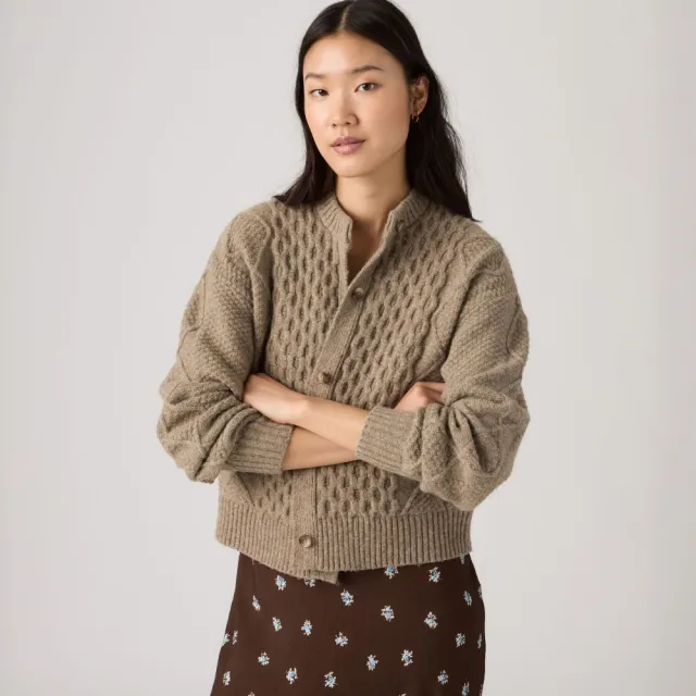 【LEVIS】Charlotte 圓領開襟衫 / 羊毛混紡 女生上衣 人氣新品 007VG-0004