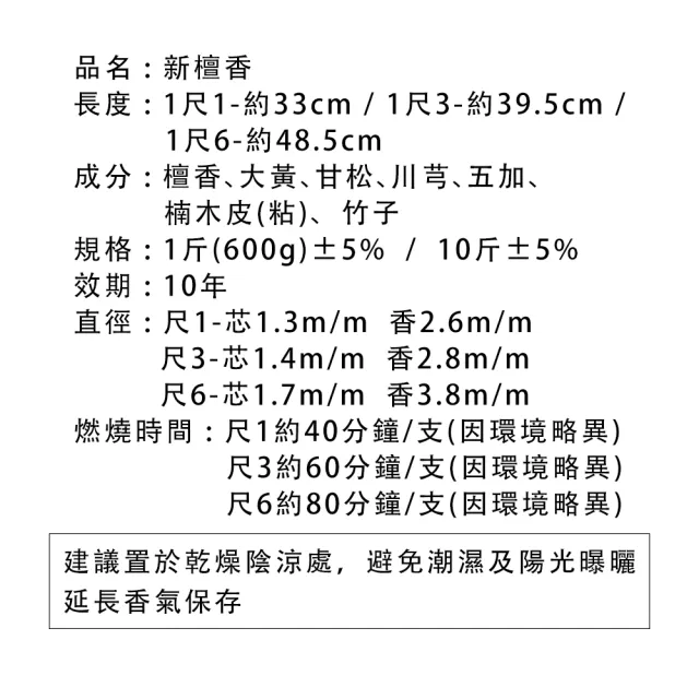 【富山檀香】新檀香立香 1尺1 10斤 檀香 拜拜香 禮佛 清新藥草 微涼感