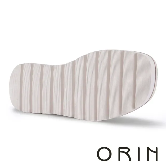 【ORIN】嚴選羊皮鏤空厚底拖鞋 米白