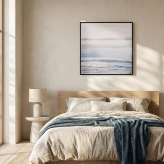 【菠蘿選畫所】蔚藍夢境-40x40cm(海洋抽象掛畫/療癒掛畫/客廳掛畫/臥室掛畫/邊櫃擺設/北歐掛畫)