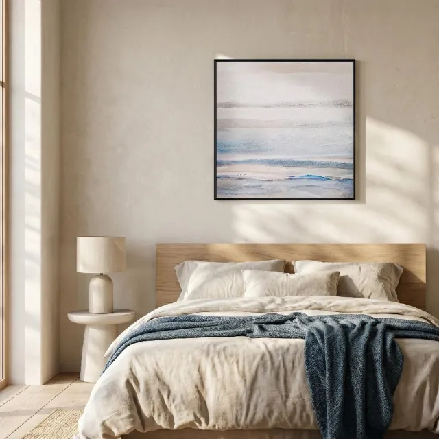 【菠蘿選畫所】蔚藍夢境-40x40cm(海洋抽象掛畫/療癒掛畫/客廳掛畫/臥室掛畫/邊櫃擺設/北歐掛畫)