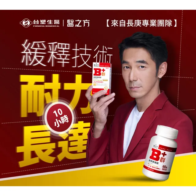 【台塑生醫醫之方】緩釋B群雙層錠x8瓶(共480錠-李李仁代言-耐力10小時.高單位維生素B群.乳清蛋白.長庚團隊)