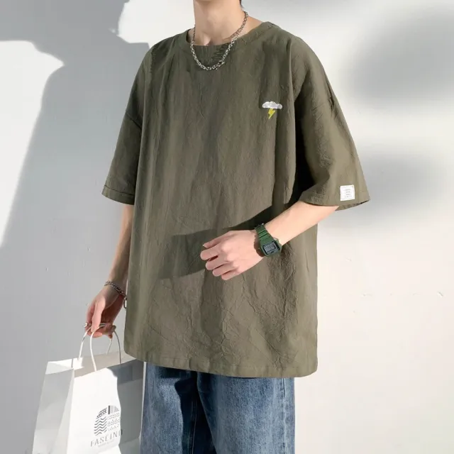 【巴黎精品】現貨+預購 男亞麻棉麻T恤新中式短袖上衣(夏季圓領運動寬鬆休閒日系復古男裝14色b1a28)