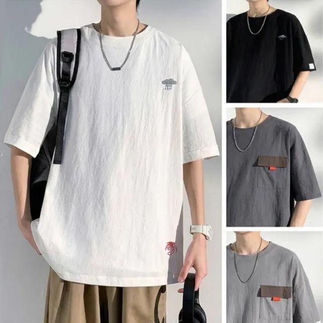 【巴黎精品】現貨+預購 男亞麻棉麻T恤新中式短袖上衣(夏季圓領運動寬鬆休閒日系復古男裝14色b1a28)