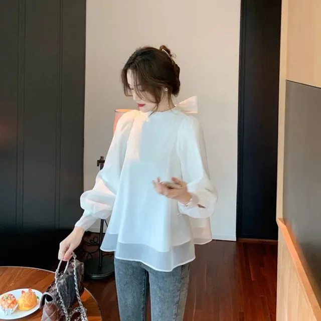 【MU YI YANG 慕衣洋】甜美宮廷燈籠泡泡袖雪紡上衣